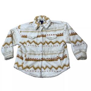 ARIZONA Jean Co Jacket Women L Deep Pile Sherpa Snap Fleece Aztec Southwestern L